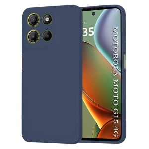 Husa pentru Motorola Moto G15 / Moto G15 Power, SKYDDAR INNOVATION, din Silicon Catifelat, SoftElegance, set cu sticker, Bleumarin