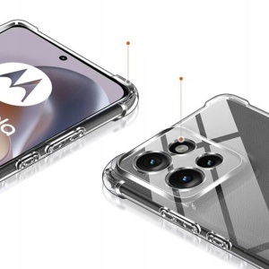 Husa pentru Motorola Moto G57 Power / Moto G67 Power, SKYDDAR INNOVATION, Shockproof Clear Silicone, Silicon Slim, set cu sticker, Transparenta - Img 2