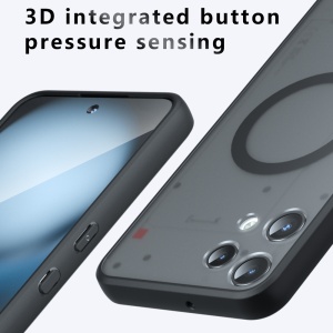 Husa pentru Nothing Phone (3a) Lite, SKYDDAR INNOVATION, PureFrost MagSafe, AntiSoc, set cu sticker, Negru frost - Img 3