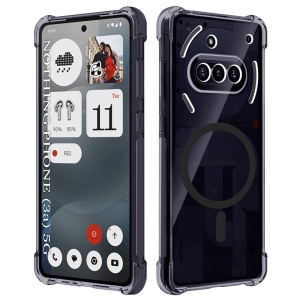 Husa pentru Nothing Phone (3a), SKYDDAR INNOVATION, Shockproof MagSafe din silicon, set cu sticker, Fumuriu