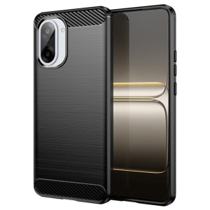 Husa pentru OnePlus Nord CE5, , din Silicon Slim, cu textura Fibra Carbon, Skyddar Carbon Silicone, set cu sticker, Negru