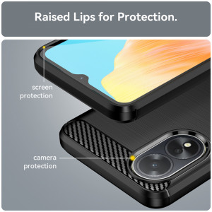 Husa pentru Oppo A18 / A38 din silicon, Slim, cu textura Fibra Carbon - Negru - Img 8