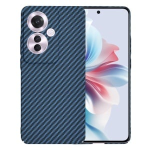 Husa pentru Oppo Reno11 F, SKYDDAR INNOVATION, textura carbon, Carbonite FiberShell, set cu sticker, Cyan,
