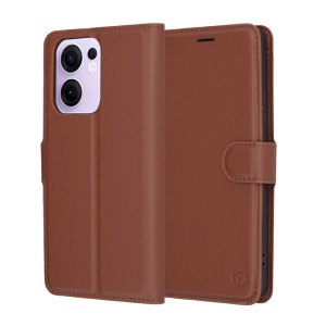 Husa pentru Oppo Reno13 F 4G / Reno13 F 5G / Reno13 FS 5G, SKYDDAR INNOVATION, Leather Wallet, tip Carte cu Portofel Interior, Finisaje Premium, set cu sticker, Maro