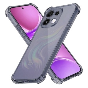 Husa pentru Oppo Reno16 din Silicon Slim, Margini Antisoc, set cu sticker, Shockproof Clear Silicone, Fumuriu