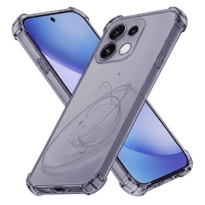 Husa pentru Oppo Reno16 Pro din Silicon Slim, Margini Antisoc, set cu sticker, Shockproof Clear Silicone, Fumuriu