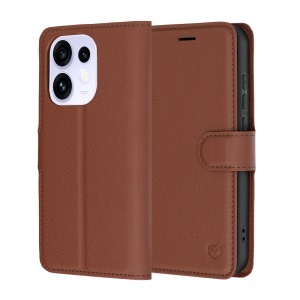 Husa pentru Oppo Reno16 tip Carte, cu Portofel Interior, Finisaje Premium, set cu sticker, Leather Folio, Maro