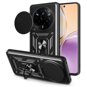 Husa pentru Realme 14 Pro, SKYDDAR INNOVATION, CamShield, Antisoc cu Inel Magentic, set cu sticker, Negru