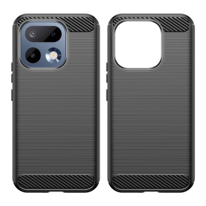 Husa pentru Realme 16 Pro, , din Silicon Slim, cu textura Fibra Carbon, Skyddar Carbon Silicone, set cu sticker, Negru - Img 3
