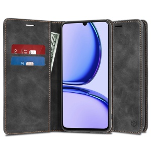 Husa pentru Realme C53, SKYDDAR INNOVATION, Soft Wallet, tip Carte din piele Eco Premium, cu Portofel Interior, Negru, set cu sticker