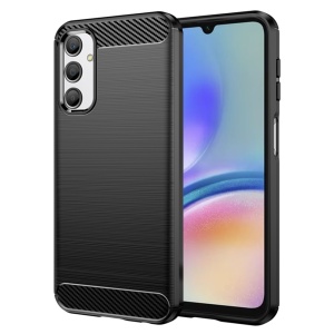 Husa pentru Samsung Galaxy A05s, SKYDDAR INNOVATION, Carbon Silicone, din Silicon Slim, cu textura Fibra Carbon, set cu sticker, Negru