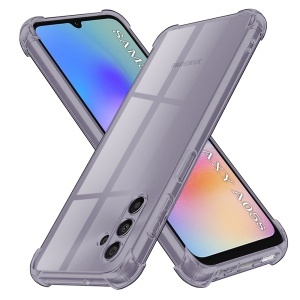 Husa pentru Samsung Galaxy A05s, SKYDDAR INNOVATION, Shockproof Clear Silicone, Silicon Slim, set cu sticker, Fumuriu