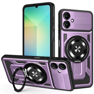Husa pentru Samsung Galaxy A06, SKYDDAR INNOVATION, RuggedCam, Inel magnetic antisoc, set cu sticker, Mov