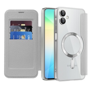 Husa pentru Samsung Galaxy A06 tip carte, SKYDDAR INOVATION, SmartMag Book, Magsafe, RFiD, Suport Carduri, set cu sticker, Gri