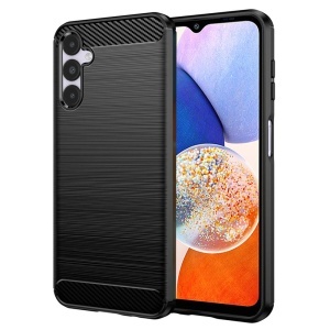 Husa pentru Samsung Galaxy A14 5G / Galaxy A14 4G, SKYDDAR INNOVATION, Carbon Silicone, din Silicon Slim, cu textura Fibra Carbon, set cu sticker, Negru