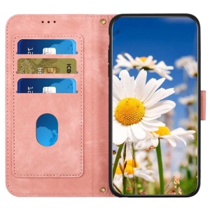 Husa pentru Samsung Galaxy A15 4G / Galaxy A15 5G din Piele Ecologică cu Design Floral, Protecție 360°, Stand Integrat, Buzunare pentru Carduri, SKDR Floral Wallet - Roz - Img 8
