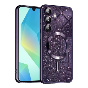 Husa pentru Samsung Galaxy A16 4G / Galaxy A16 5G, SKYDDAR INNOVATION, Luxury Glitter Magsafe, Antisoc, Fundal Detasabil 2-in-1, Margini Ridicate, set cu sticker, Mov