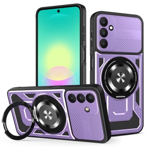 Husa pentru Samsung Galaxy A27 5G Antisoc, Inel magnetic, Margini ridicate, set cu sticker, RuggedCam, Mov