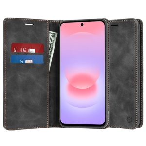 Husa pentru Samsung Galaxy A37 5G, SKYDDAR INNOVATION, Confy Cover tip Carte din piele Eco Premium, cu Portofel Interior, set cu sticker, Negru
