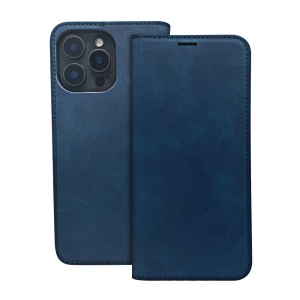 Husa pentru Samsung Galaxy A52 tip carte, piele ecologica, buzunar interior, set cu sticker, smart suede, Albastru