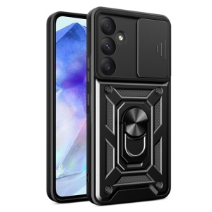 Husa pentru Samsung Galaxy A55 5G cu inel magnetic, Skyddar CamShield - Negru - Img 1