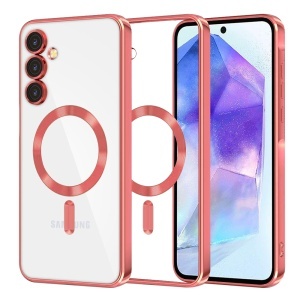 Husa pentru Samsung Galaxy A55 5G, Luxury Shield Magsafe, Protectie Antisoc, set cu sticker, Rosu