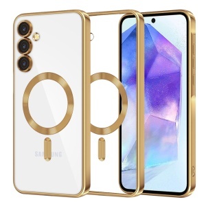 Husa pentru Samsung Galaxy A55 5G, SKYDDAR INNOVATION, Luxury Shield Magsafe, Protectie Antisoc, set cu sticker, Auriu