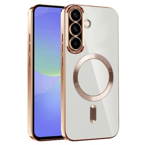 Husa pentru Samsung Galaxy A56 5G / Galaxy A36 5G, Protectie Antisoc, set cu sticker, Luxury Shield Magsafe, Auriu
