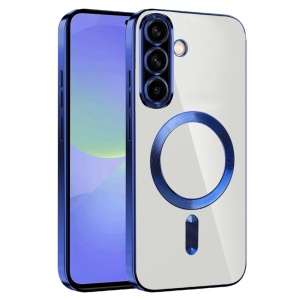Husa pentru Samsung Galaxy A56 5G / Galaxy A36 5G, Protectie Antisoc, set cu sticker, Luxury Shield Magsafe, Albastru