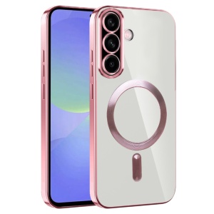 Husa pentru Samsung Galaxy A56 5G / Galaxy A36 5G, Protectie Antisoc, set cu sticker, Luxury Shield Magsafe, Roz