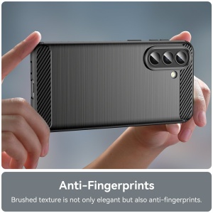 Husa pentru Samsung Galaxy A57 5G, SKYDDAR INNOVATION, Carbon Silicone, din Silicon Slim, cu textura Fibra Carbon, set cu sticker, Negru - Img 3