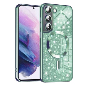 Husa pentru Samsung Galaxy S21 5G, SKYDDAR INNOVATION, Luxury Glitter Magsafe, Antisoc, Fundal Detasabil 2-in-1, Margini Ridicate, set cu sticker, Verde deschis