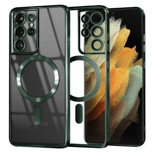 Husa pentru Samsung Galaxy S21 Ultra 5G, SKYDDAR INNOVATION, Luxury Shield Magsafe, Protectie Antisoc, set cu sticker, Verde inchis