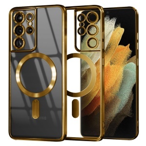 Husa pentru Samsung Galaxy S21 Ultra 5G, SKYDDAR INNOVATION, Luxury Shield Magsafe, Protectie Antisoc, set cu sticker, Auriu