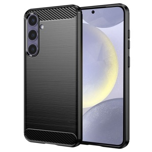 Husa pentru Samsung Galaxy S24 Plus, SKYDDAR INNOVATION, Carbon Silicone, din Silicon Slim, cu textura Fibra Carbon, set cu sticker, Negru