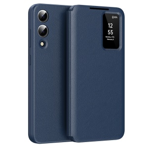 Husa pentru Samsung Galaxy S25 Edge tip carte, Skyddar, cu portofel si SmartView, Premium, set cu sticker, Albastru