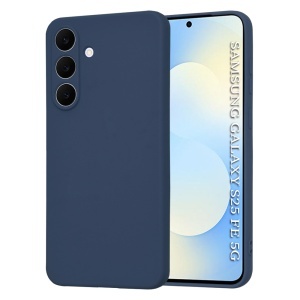 Husa pentru Samsung Galaxy S25 FE din Silicon Catifelat, SoftElegance, set cu sticker, Bleumarin