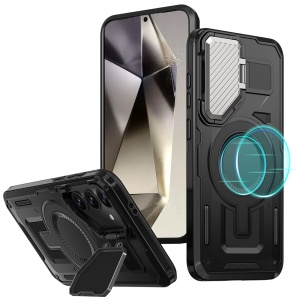 Husa pentru Samsung Galaxy S25 Plus, SKYDDAR INNOVATION, CamVault MagSafe cu Protectie Camera, set cu sticker, Negru