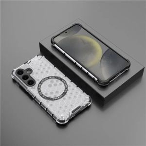 Husa pentru Samsung Galaxy S25, SKYDDAR INNOVATION, HoneyComb Shield MagSafe, Alb, set cu sticker - Img 6