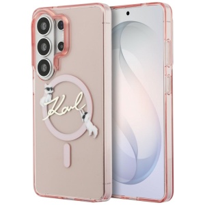 Husa pentru Samsung Galaxy S26 Ultra - Karl Lagerfeld IML Choupette Karl Script Logo MagSafe (KLHMS26L5HKSCAP) - Pink