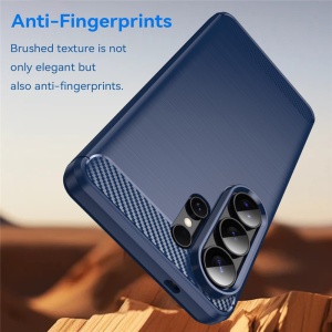 Husa pentru Samsung Galaxy S26 Ultra, SKYDDAR INNOVATION, Carbon Silicone, din Silicon Slim, cu textura Fibra Carbon, set cu sticker, Albastru - Img 5