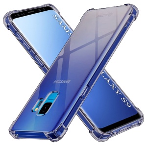 Husa pentru Samsung Galaxy S9, SKYDDAR INNOVATION, Shockproof Clear Silicone, Silicon Slim, set cu sticker, Fumuriu