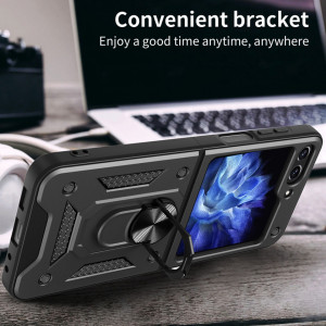 Husa pentru Samsung Galaxy Z Flip5 cu inel magnetic, Skyddar CamShield - Negru - Img 6