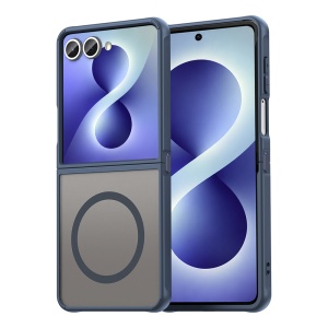 Husa pentru Samsung Galaxy Z Flip8 Finisaje Premium, Antisoc, Magsafe, set cu sticker, HaloFrost MagSafe II, Bleumarin