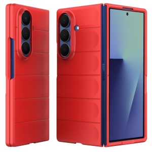 Husa pentru Samsung Galaxy Z Fold7, SKYDDAR INNOVATION, Magic Shield, din Silicon Mat, set cu sticker, Rosu