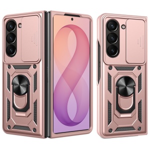 Husa pentru Samsung Galaxy Z Fold7 / Z Fold8 Ultra, protectie camere, Inel magnetic, set cu sticker, CamShield, Roz