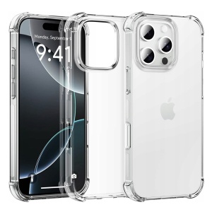 Husa pentru telefon, SKYDDAR INNOVATION, iPhone 16 Pro Max din silicon slim, anti soc, Shock [protectie camera] cu sticker - Transparenta