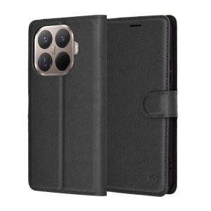 Husa pentru Xiaomi 15T Pro, SKYDDAR INNOVATION, Leather Folio tip Carte, cu Portofel Interior, Finisaje Premium, set cu sticker, Negru