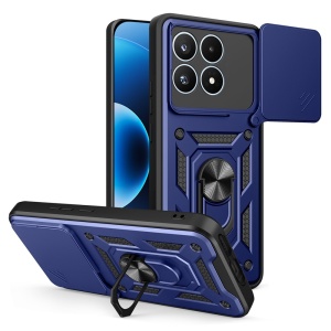 Husa pentru Xiaomi 17, protectie camere, Inel magnetic, set cu sticker, CamShield, Albastru