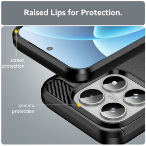 Husa pentru Xiaomi 17, SKYDDAR INNOVATION, Carbon Silicone, din Silicon Slim, cu textura Fibra Carbon, set cu sticker, Negru - Img 4
